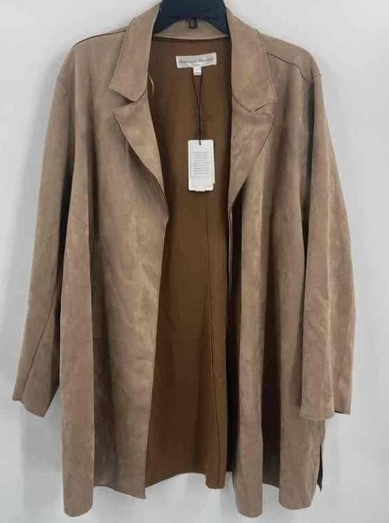 Chelsea & Theodore Jackets & Blazers - Chelsea & Theodore Womens Natural Stone Winter Open Front Coat Size 2X
